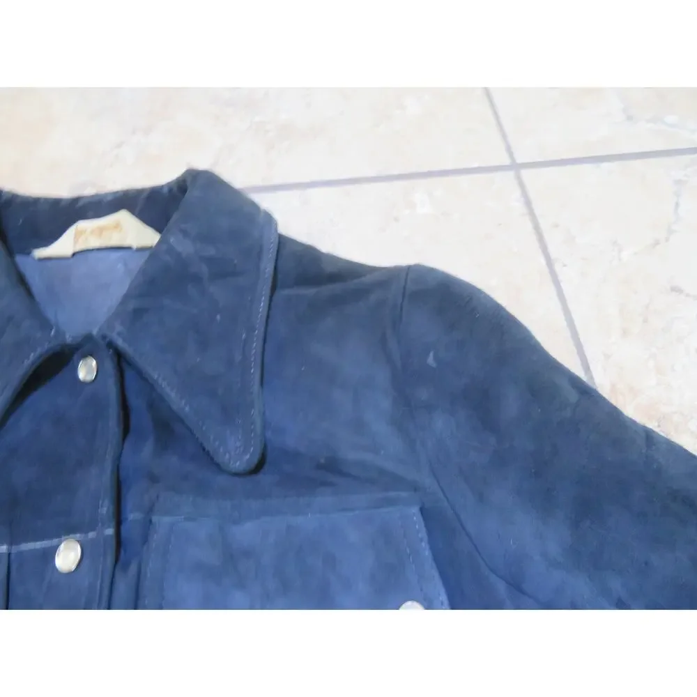 Zig-Zag of San Francisco Shirt Jacket Leather Suede Pearl Snap Sz XS-S? 1970s